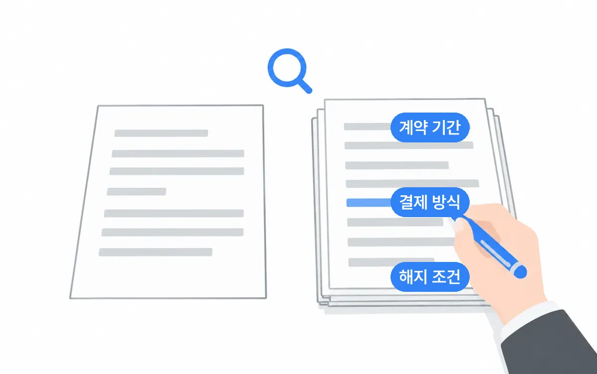 견적서와 계약서에서 확인할 항목 표시